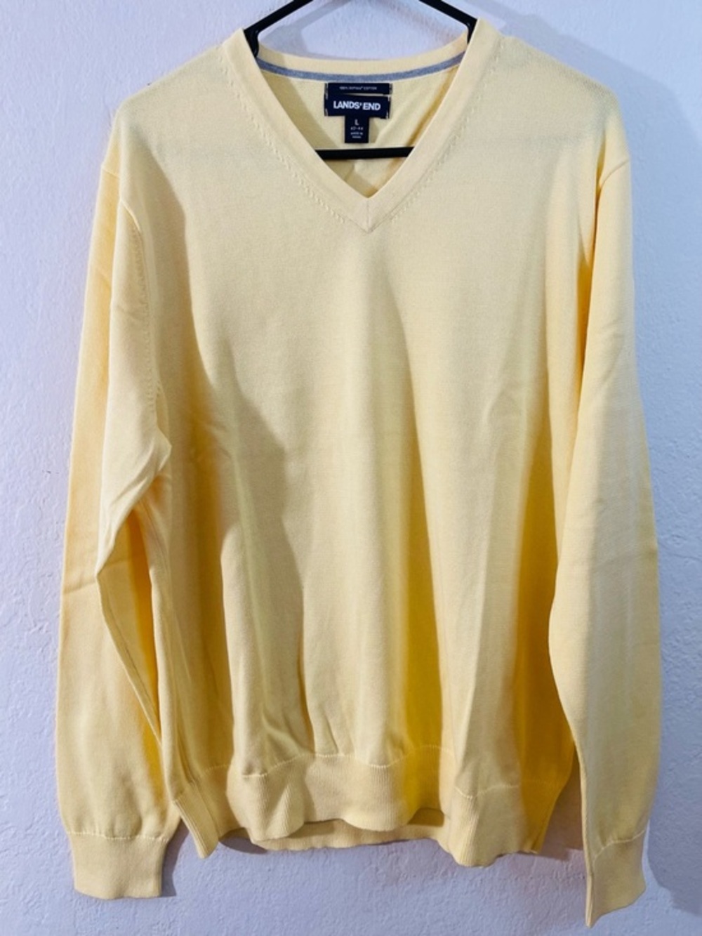 Lands' End Men's V-Neck Supima Cotton Sweater Large Old Money Preppy Minimalist